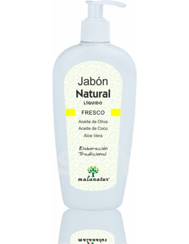 Jabon natural liquido aroma fresco con aceite oliva, aceite coco, aloe vera 250 ml