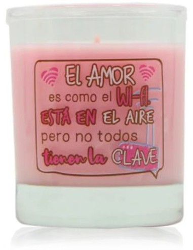 Vela aromática en vaso con mensaje WI-FI