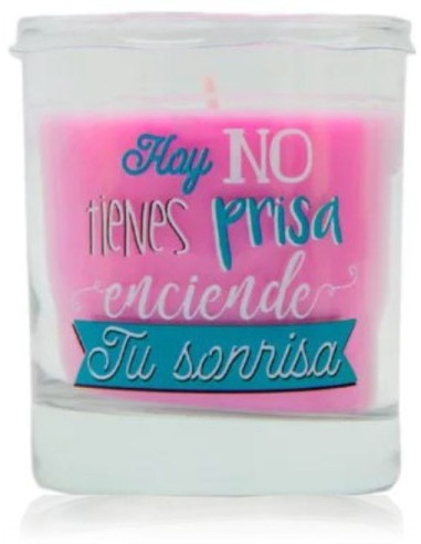 Vela aromática en vaso con mensaje NO...