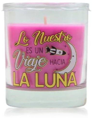 Vela aromática en vaso con mensaje LA...